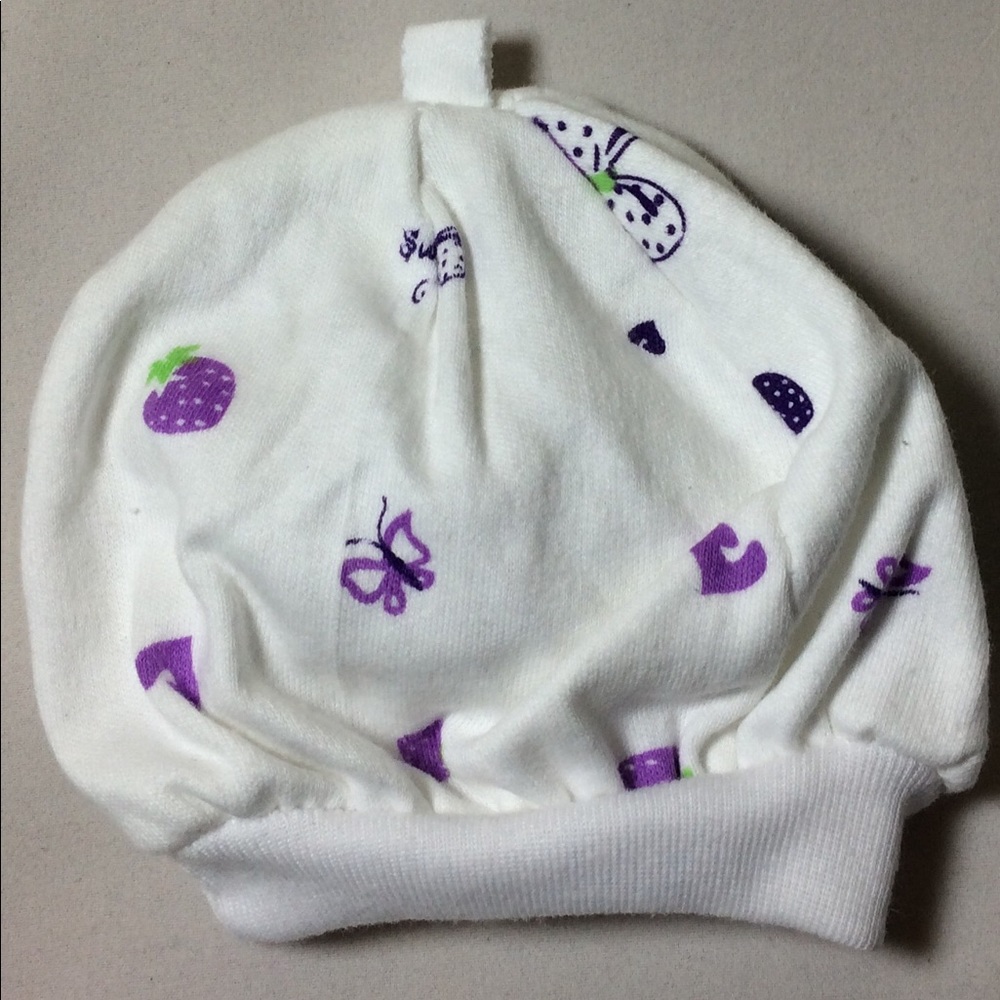 Newborn Baby Beanie Cap - Butterflies & Berries